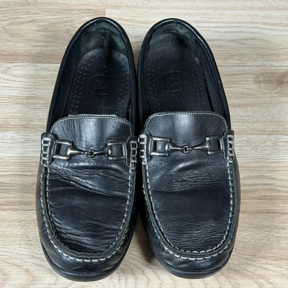 FootJoy Loafers Mens Size 7.5 Black Red Leather Slip On Casual Shoes Golf 79015